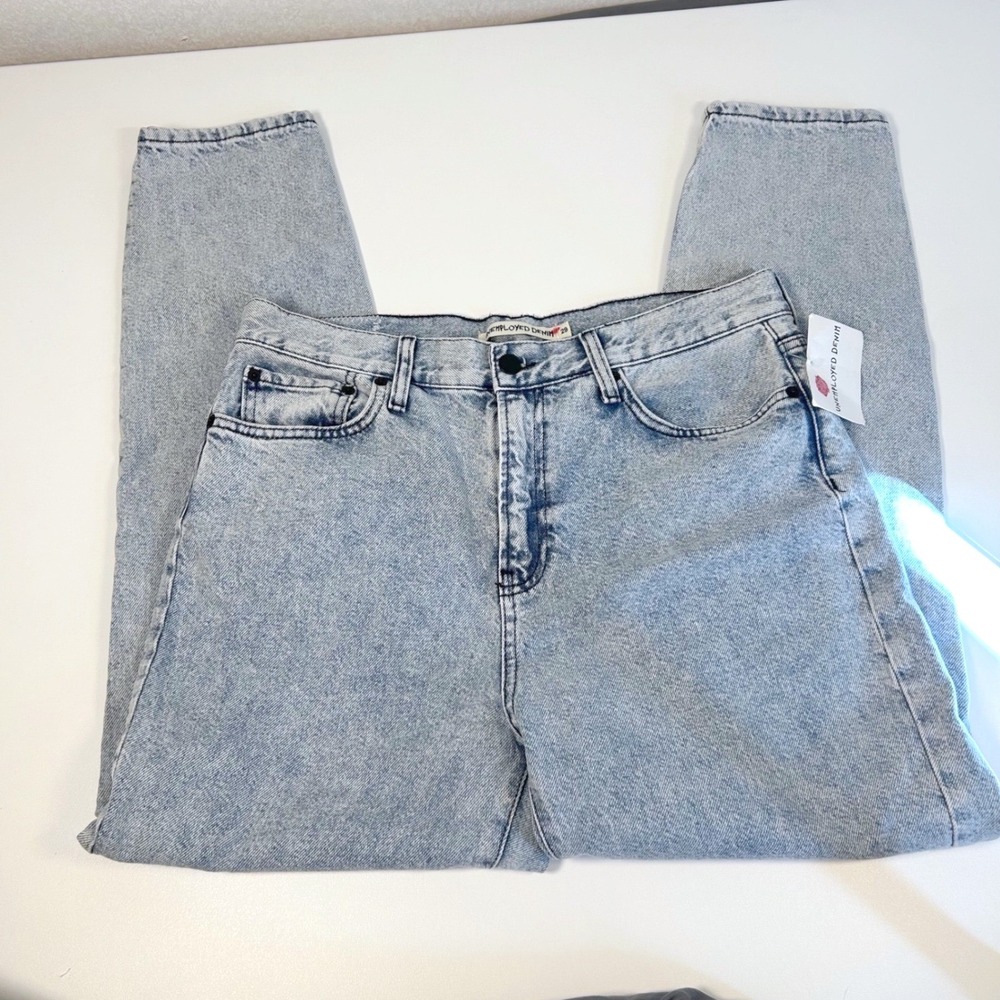 NWT unemployed Denim size 29 women's high rise acid washed heart patch jeans - Picture 3 of 10